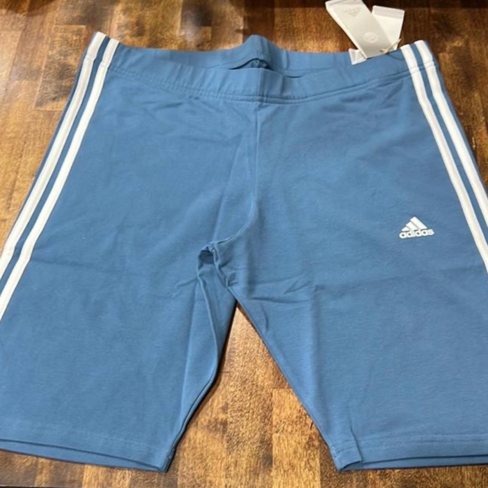 Adidas biker shorts, light blue size extra small